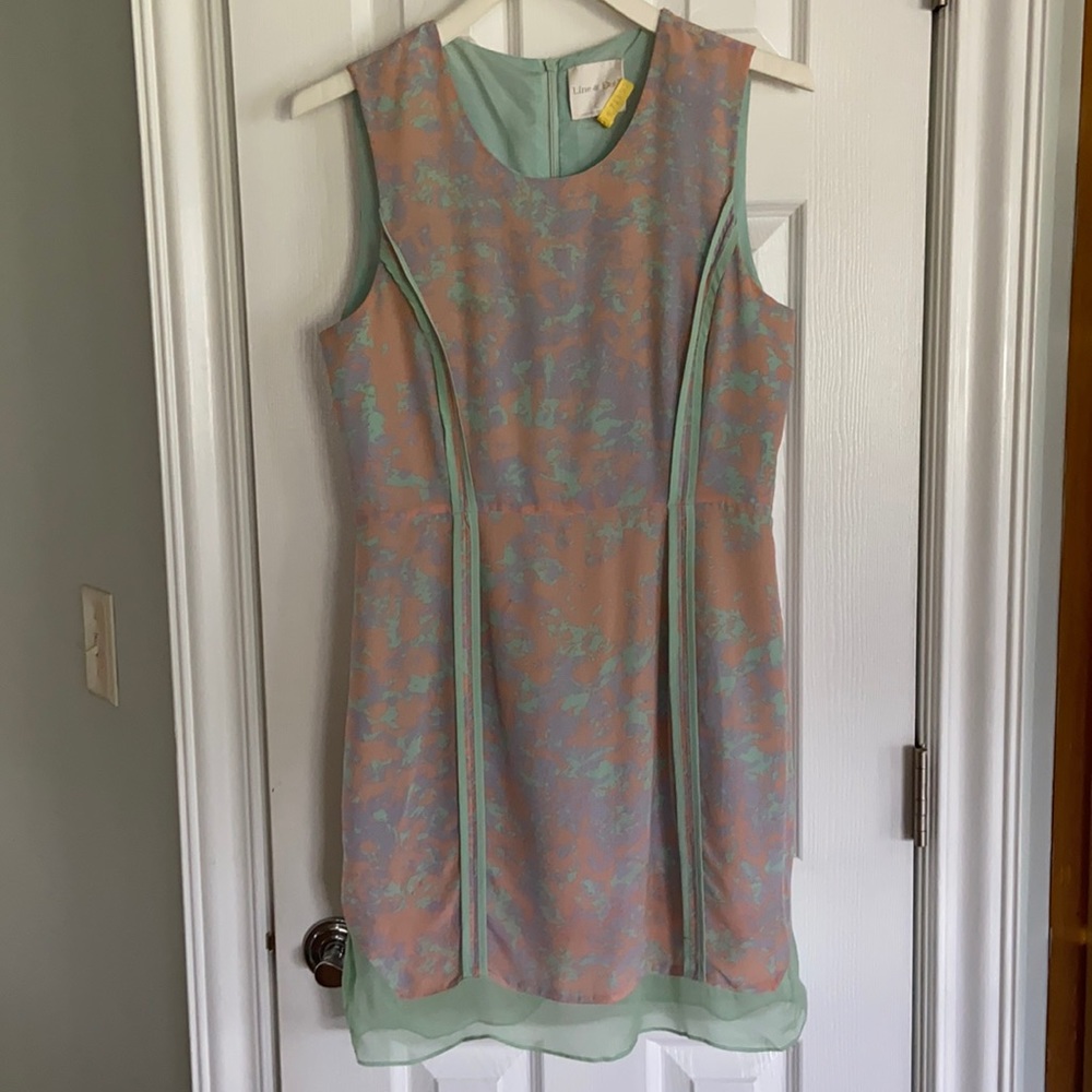 Line and Dot Pastel Monet Silk Dress. - Picture 7 of 13